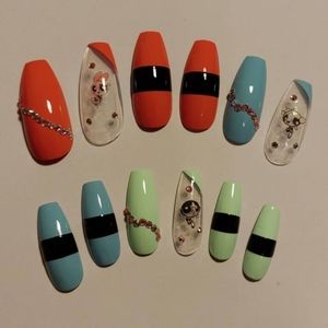 Powerpuff Girls Nails - New Hand Painted With Decals